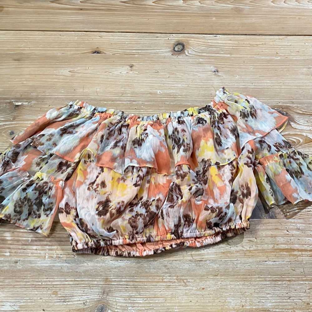 Amuse Society Peach and Floral Top